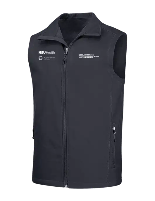 Dark Grey Core Soft Shell Vest w/NSU Health/USAP Logo, USAP NSU Logo