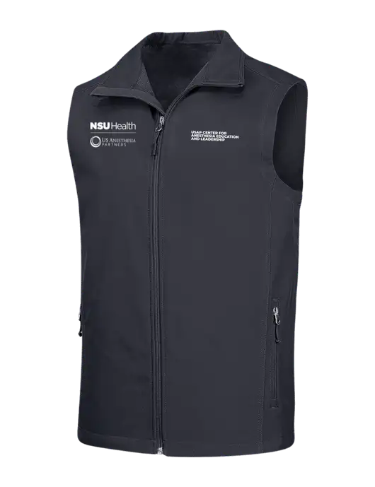 Dark Grey Core Soft Shell Vest w/NSU Health/USAP Logo, USAP NSU Logo