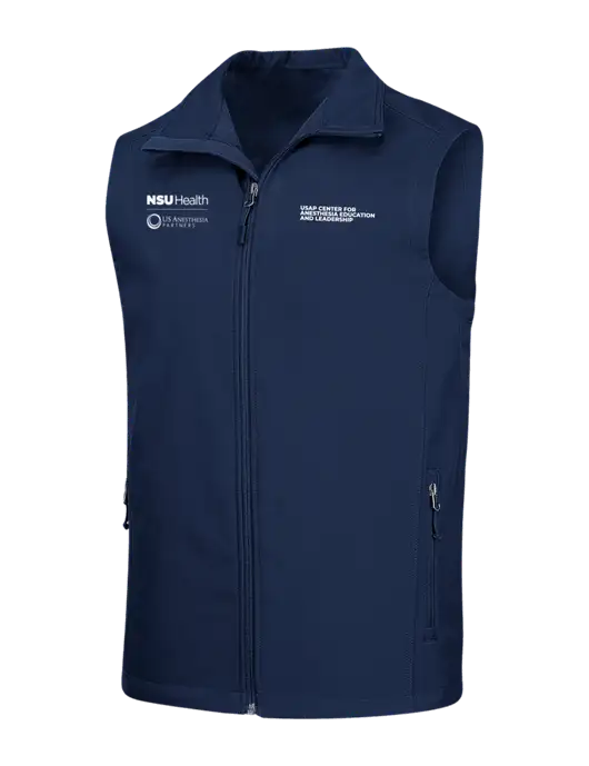 Navy Core Soft Shell Vest w/NSU Health/USAP Logo, USAP NSU Logo