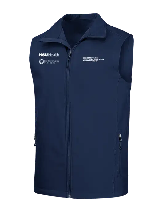 Navy Core Soft Shell Vest w/NSU Health/USAP Logo, USAP NSU Logo