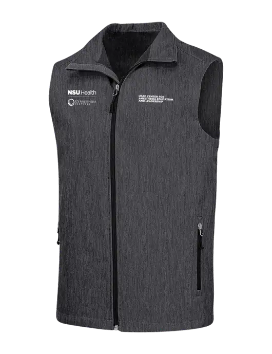 Charcoal Grey Heather Core Soft Shell Vest w/NSU Health/USAP Logo, USAP NSU Logo