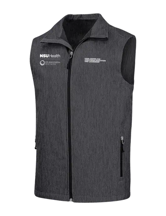 Charcoal Grey Heather Core Soft Shell Vest w/NSU Health/USAP Logo, USAP NSU Logo