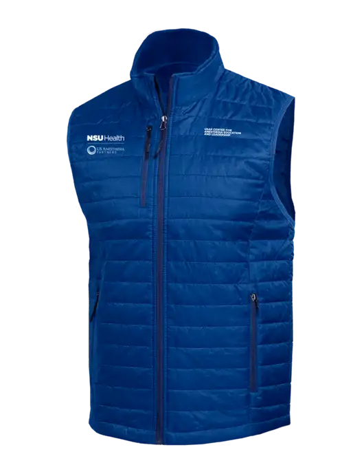 Packable Royal Puffy Vest w/NSU Health/USAP Logo, USAP NSU Logo