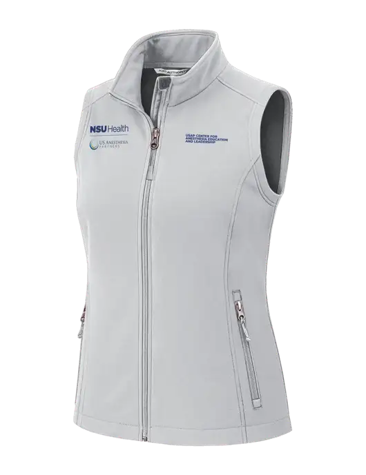 Marshmellow Womens Core Soft Shell Vest w/NSU Health/USAP Logo, USAP NSU Logo