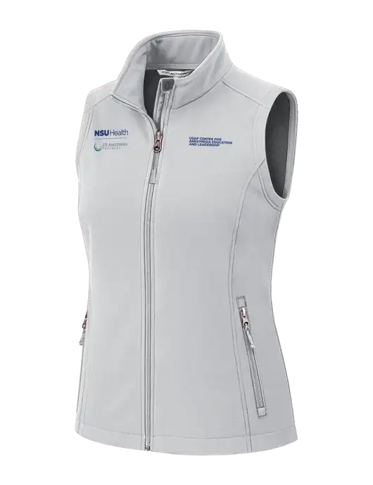 Marshmellow Womens Core Soft Shell Vest w/NSU Health/USAP Logo, USAP NSU Logo